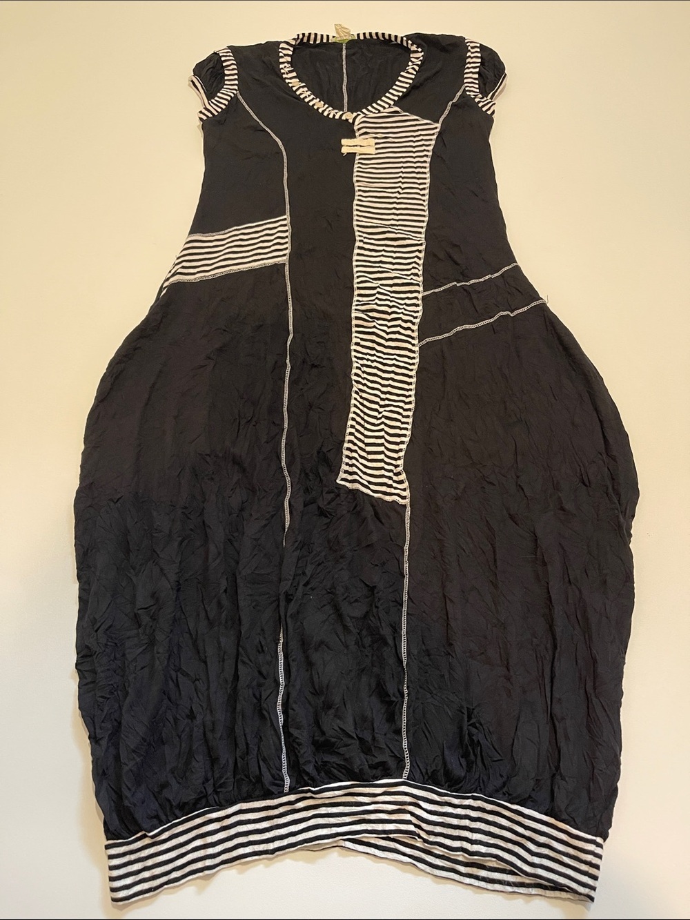 Dolcezza Black and White Striped Bubble Dress